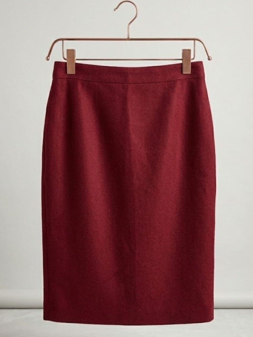 J. Crew No2 Tailored Double Serge 100% Wool Pencil Skirt in Deep Red (Sz 2) Lux